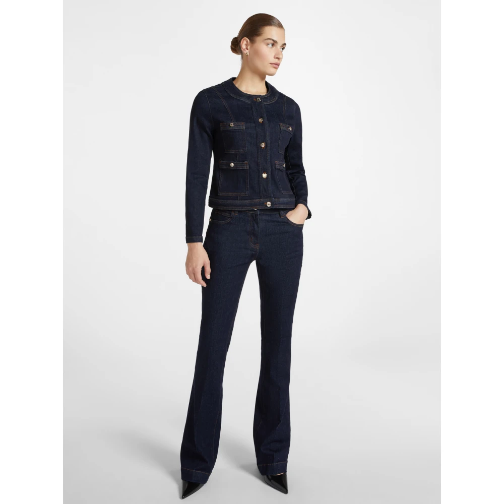 Elena Mirò Denim ronde hals jas Blue Dames