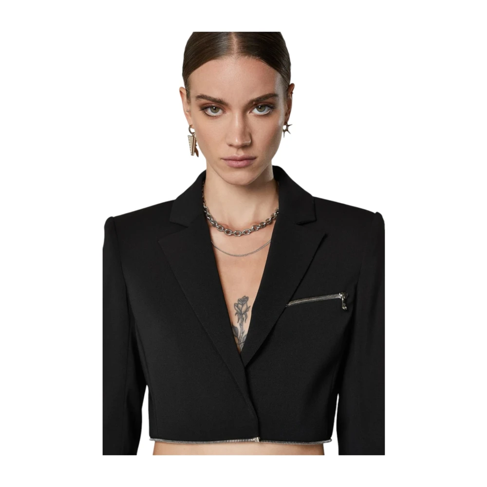 PATRIZIA PEPE Stijlvolle Jas voor Vrouwen Black Dames