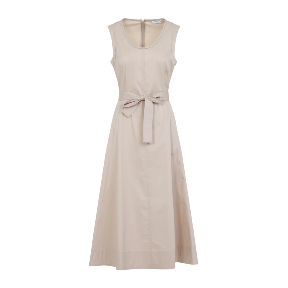PESERICO Elegante Beige Lange Jurk Beige Dames