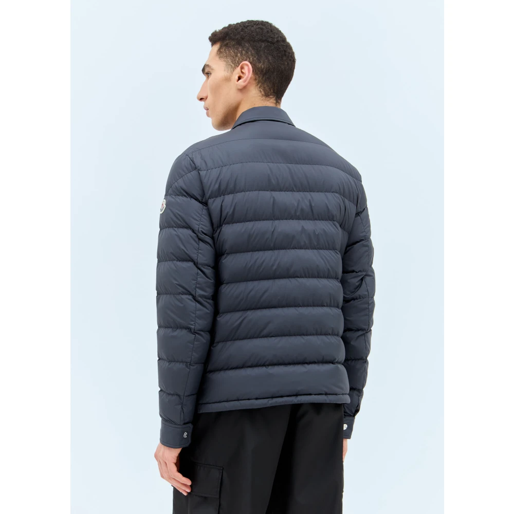 Moncler Gewatteerd Shirtjack Matte Afwerking Blue Heren