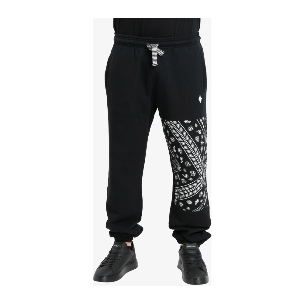 Marcelo Burlon Zwarte sportbroek van katoen met wit bandana-print Black Heren