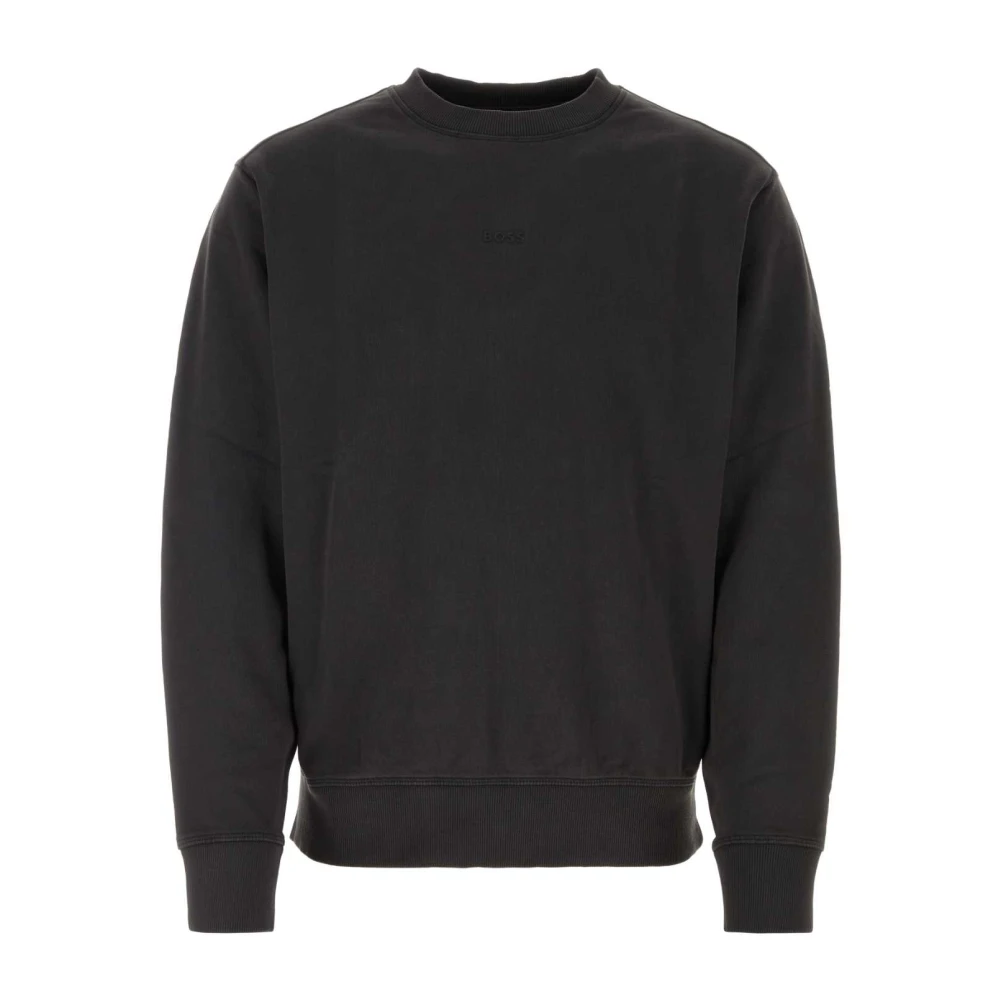 Boss Stijlvolle Zwarte Katoenen Sweatshirt Black Heren