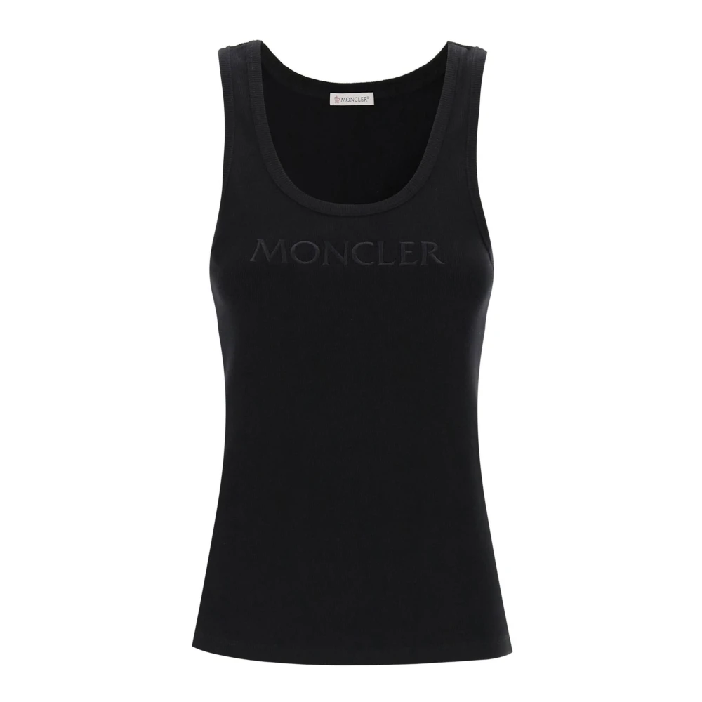 Moncler Zwart Logo Tank Top Black Dames