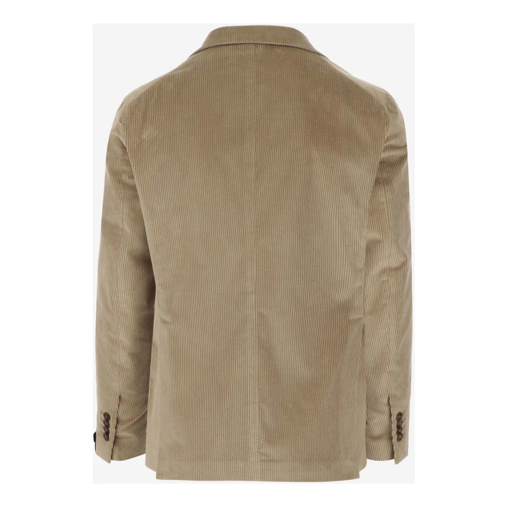 Tagliatore Stretch katoenen ribfluwelen jas met revers Beige Heren