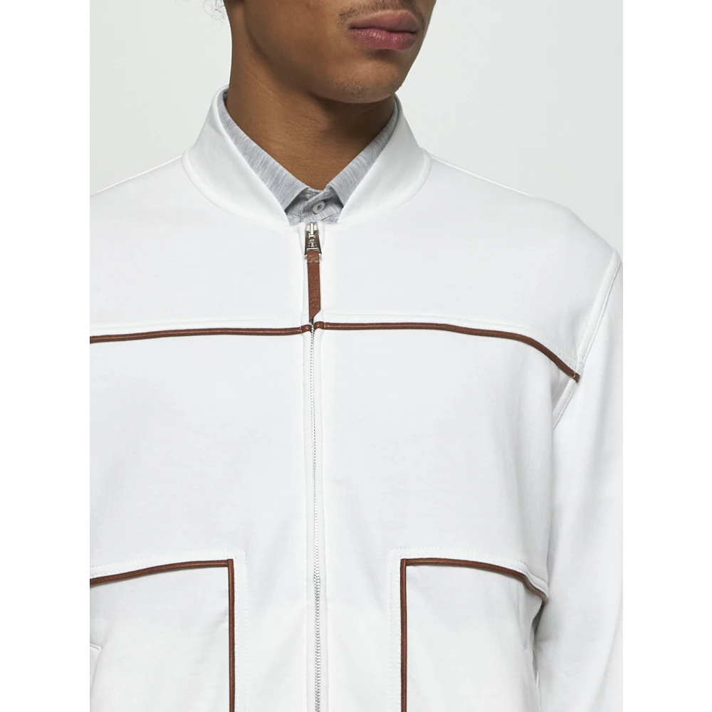 BRUNELLO CUCINELLI Witte Bomberjack met Ritssluiting White Heren
