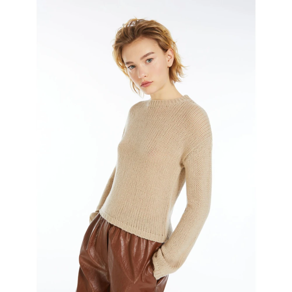 Max Mara Round-neck Knitwear Beige Dames