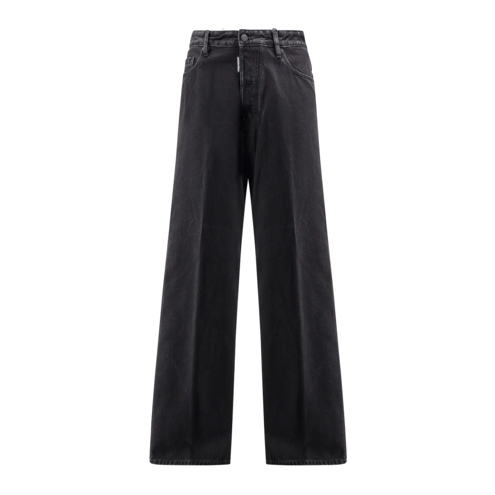 Dsquared2 Black Wide Jeans, Male, Xs, Jeans With Logoed Buttons
