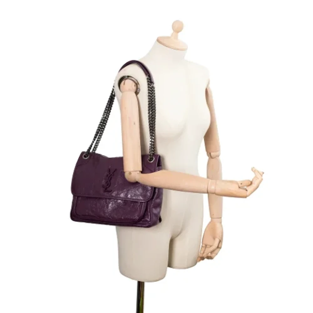 Yves Saint Laurent Vintage Pre-owned Leather shoulder-bags Purple Dames