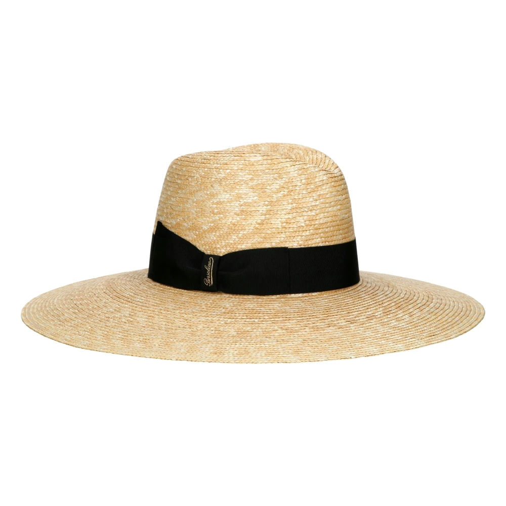Borsalino Handgeweven strohoed met grosgrain band White Dames