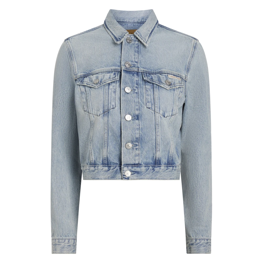 Calvin Klein Blauwe Denim Jas Rechte Snit Blue Dames