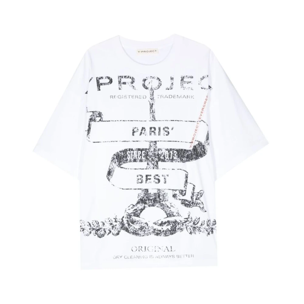Y Project Biologisch Katoenen T-shirt met Plooien White Heren