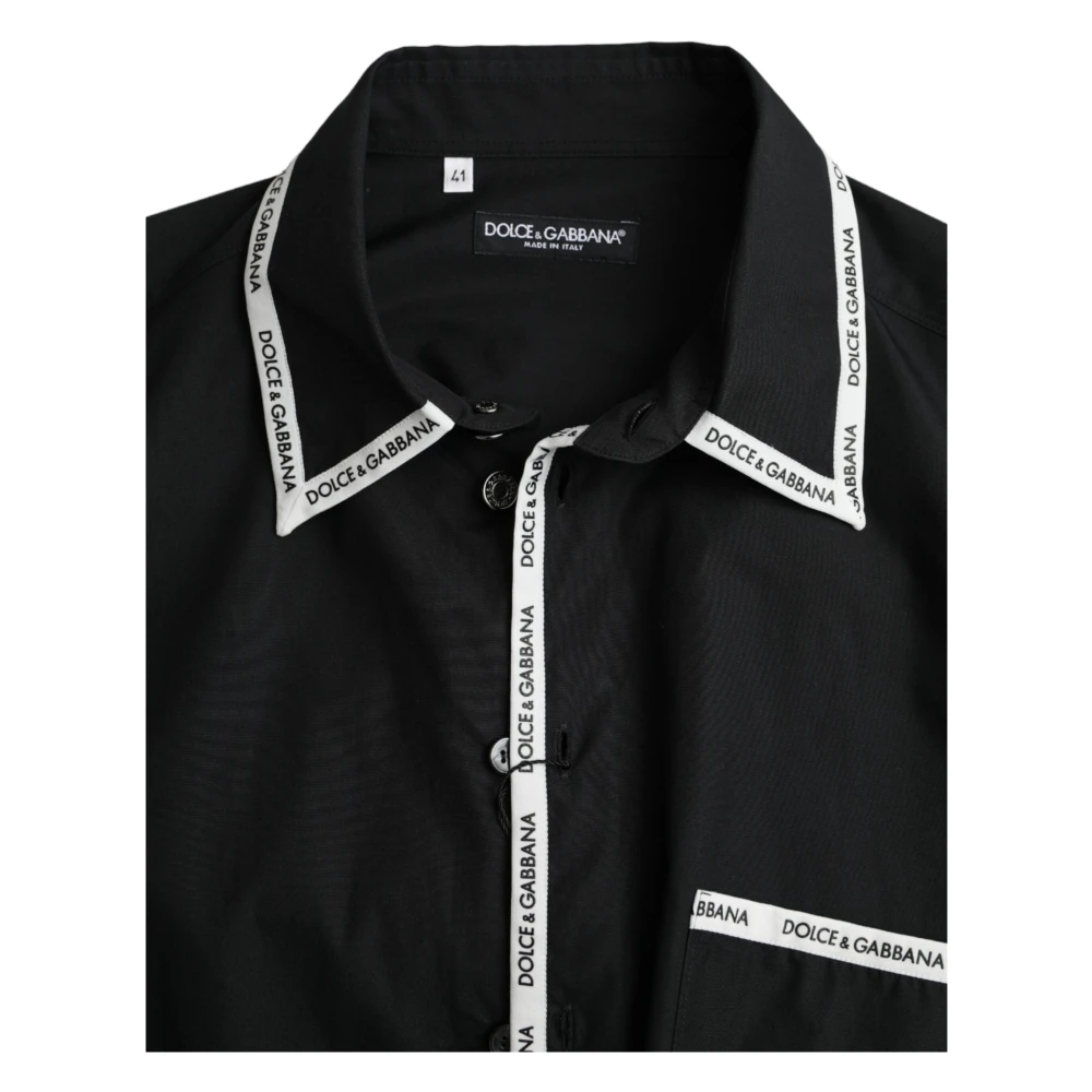 Dolce & Gabbana Zwart Katoenen Casual Overhemd met Kraag Black Heren