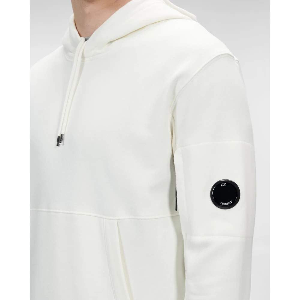 C.P. Company Diagonal Raised Fleece Pullover Hoodie White Heren