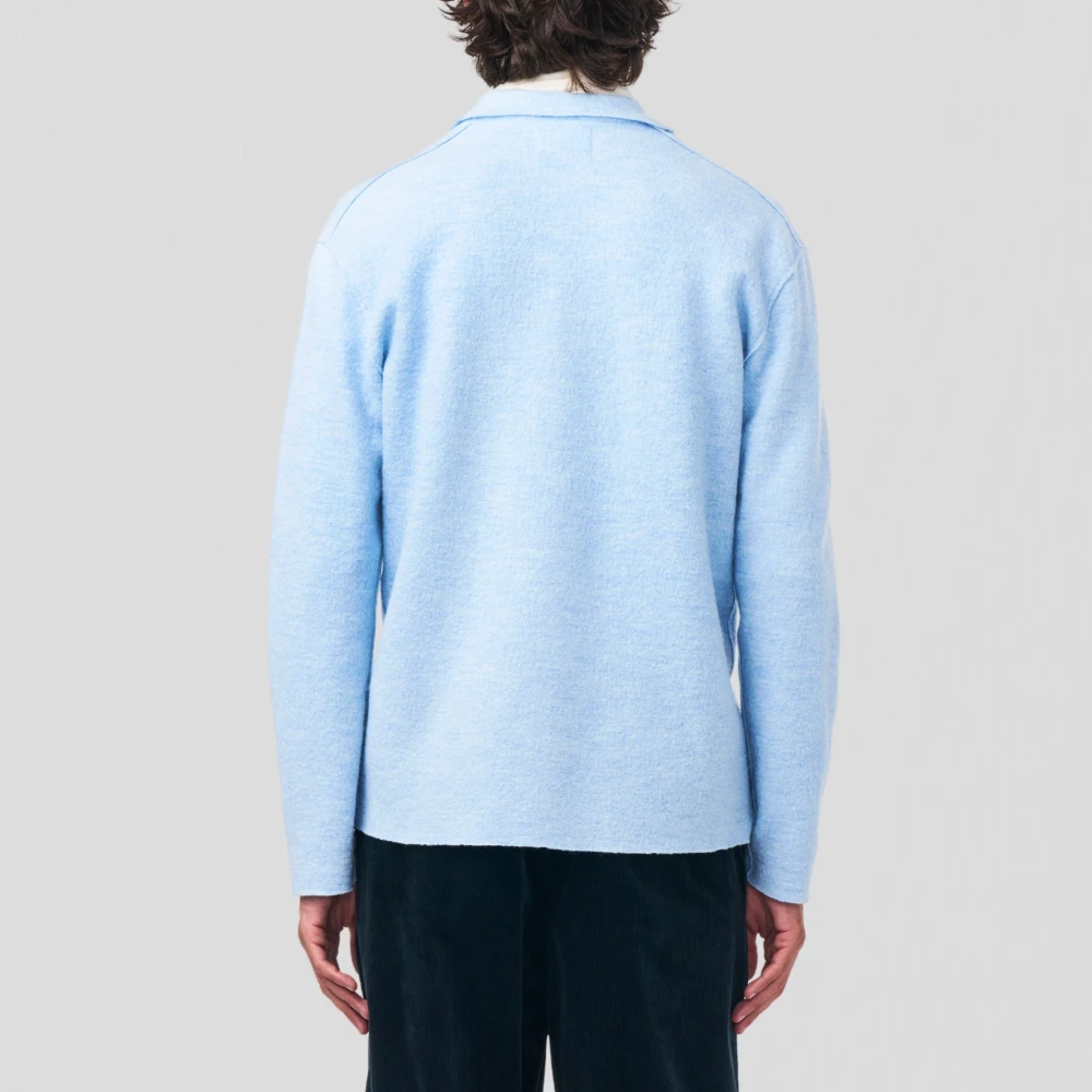 Nn07 Gekookt Merinowol Overshirt in Poederblauw Blue Heren