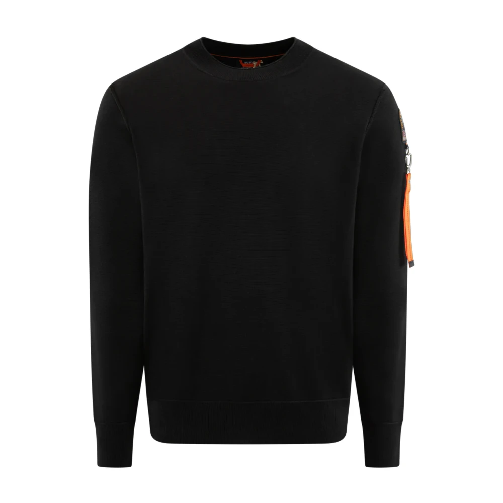 Parajumpers Gestebreide katoenen trui met logo op de mouw Black Heren