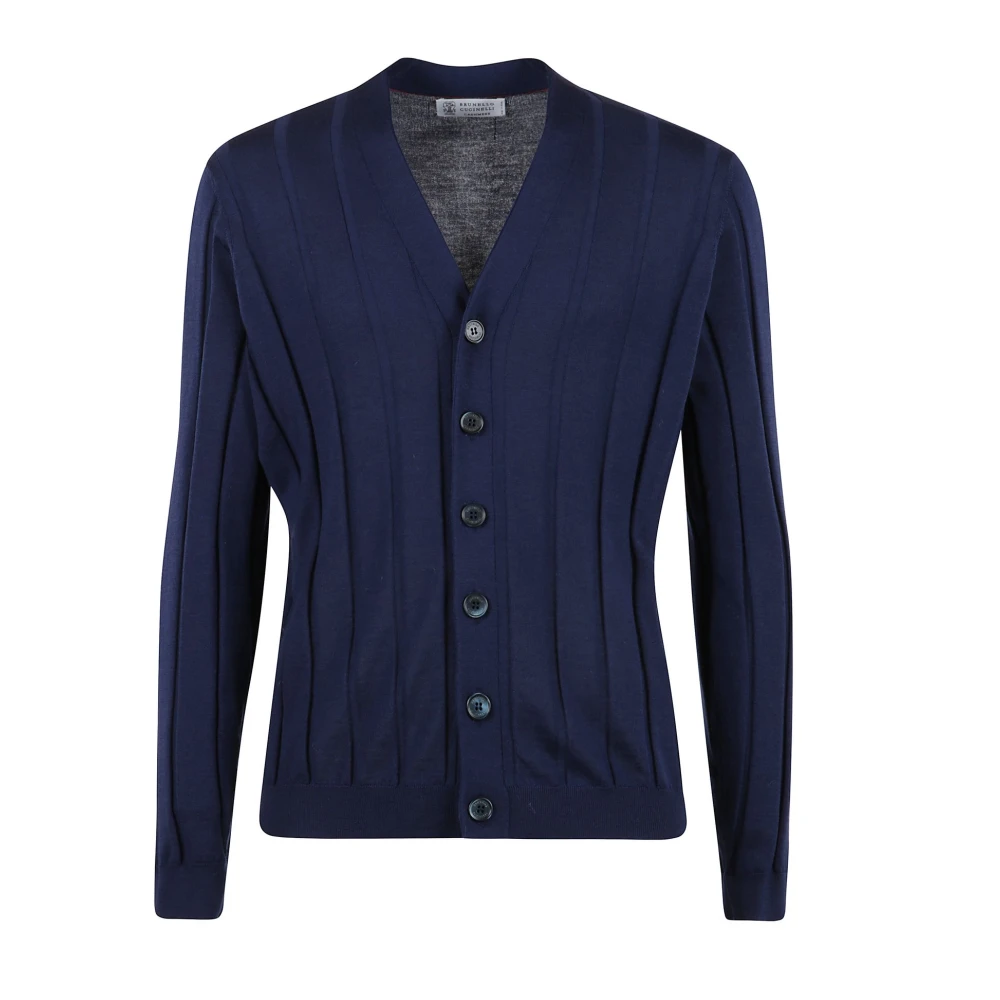 BRUNELLO CUCINELLI Stijlvolle Cardigan met Knoopsluiting Blue Heren