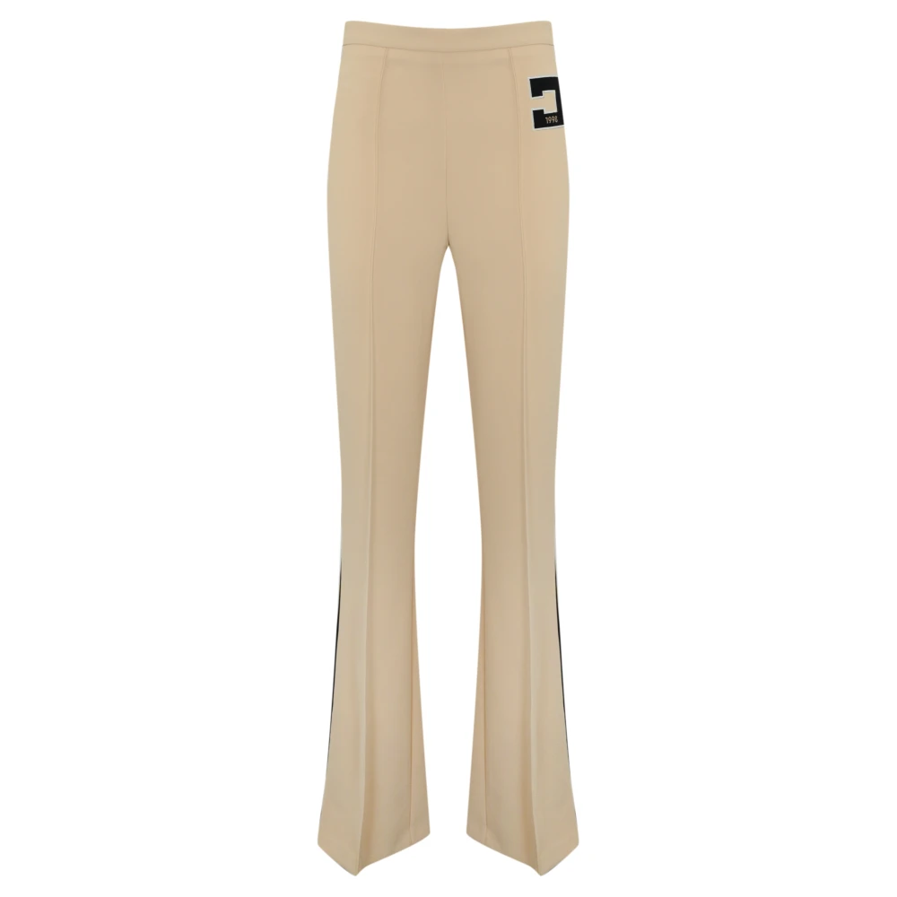 Elisabetta Franchi Stretch Crepe Straight Leg Trousers Brown Dames