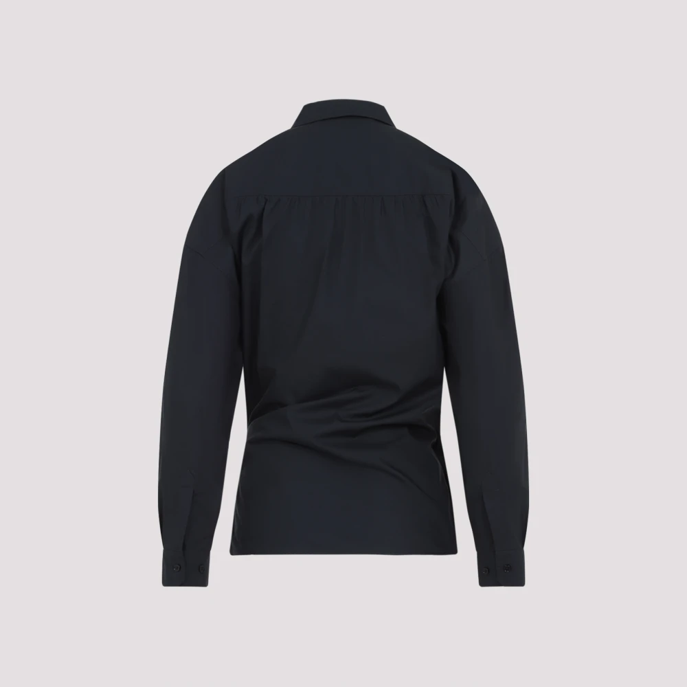 Lemaire Zwarte Katoenen Overhemd Verhoog Garderobe Stijl Black Dames