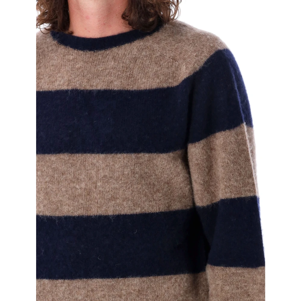 YMC You Must Create Navy Stripe Gebreide Trui Aw24 Multicolor Heren
