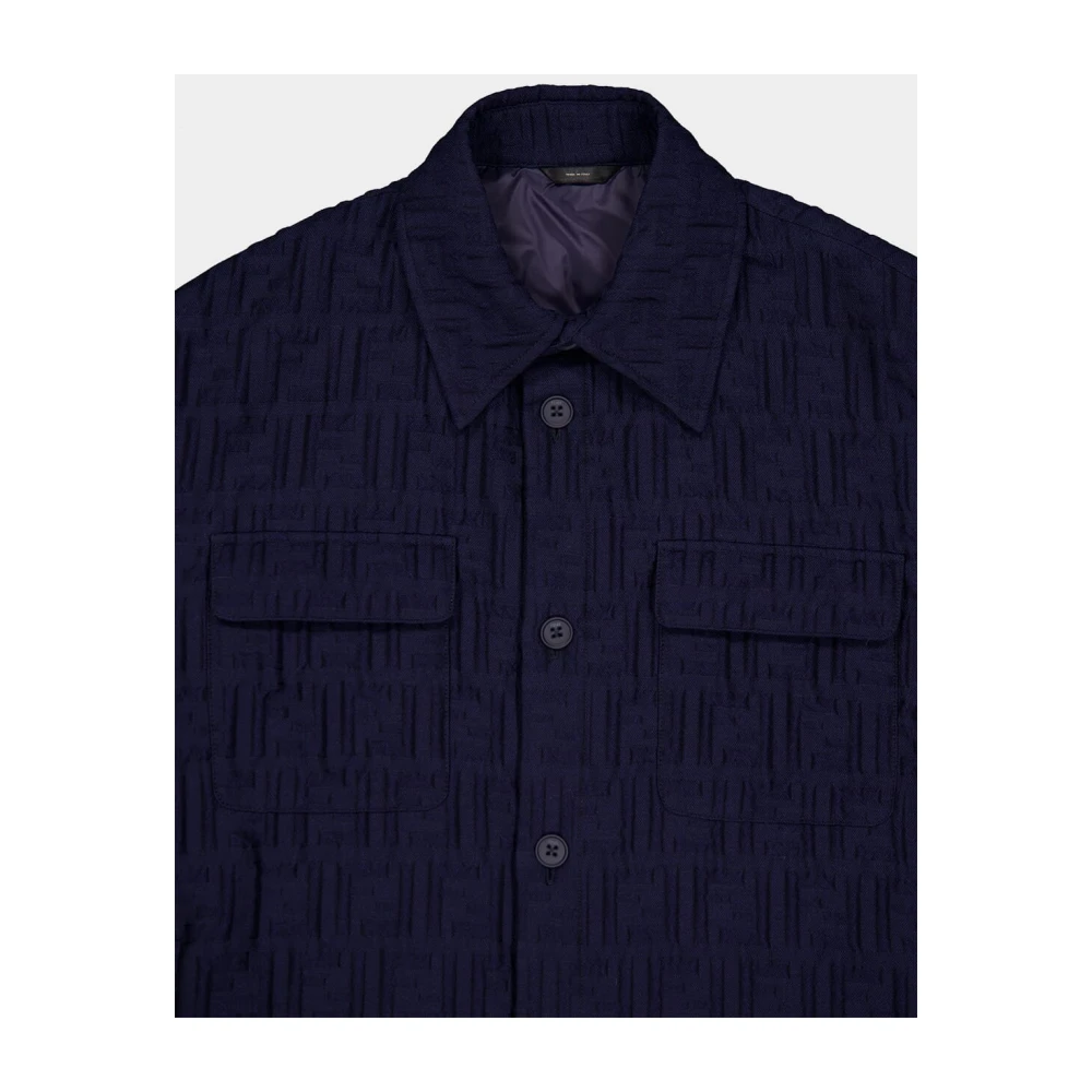 Fendi Blauwe Katoen-Nylon Blouson Jas Blue Heren