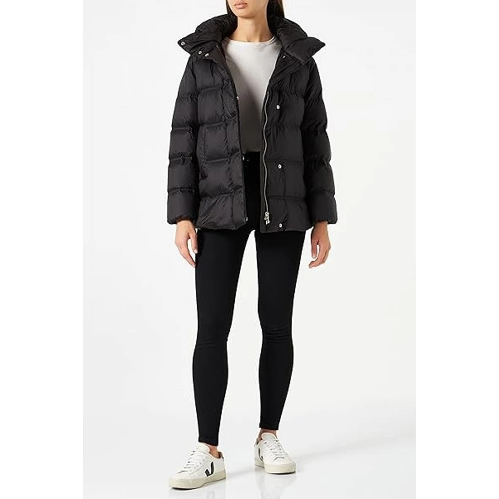 Geox Ademende Halflange Jas van Polyester Black Dames