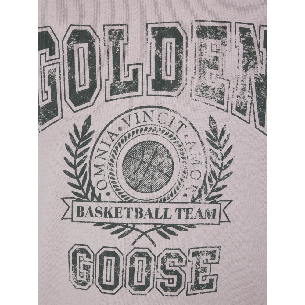 Golden Goose Vintage College Print Crew Neck Sweatshirt Gray Heren