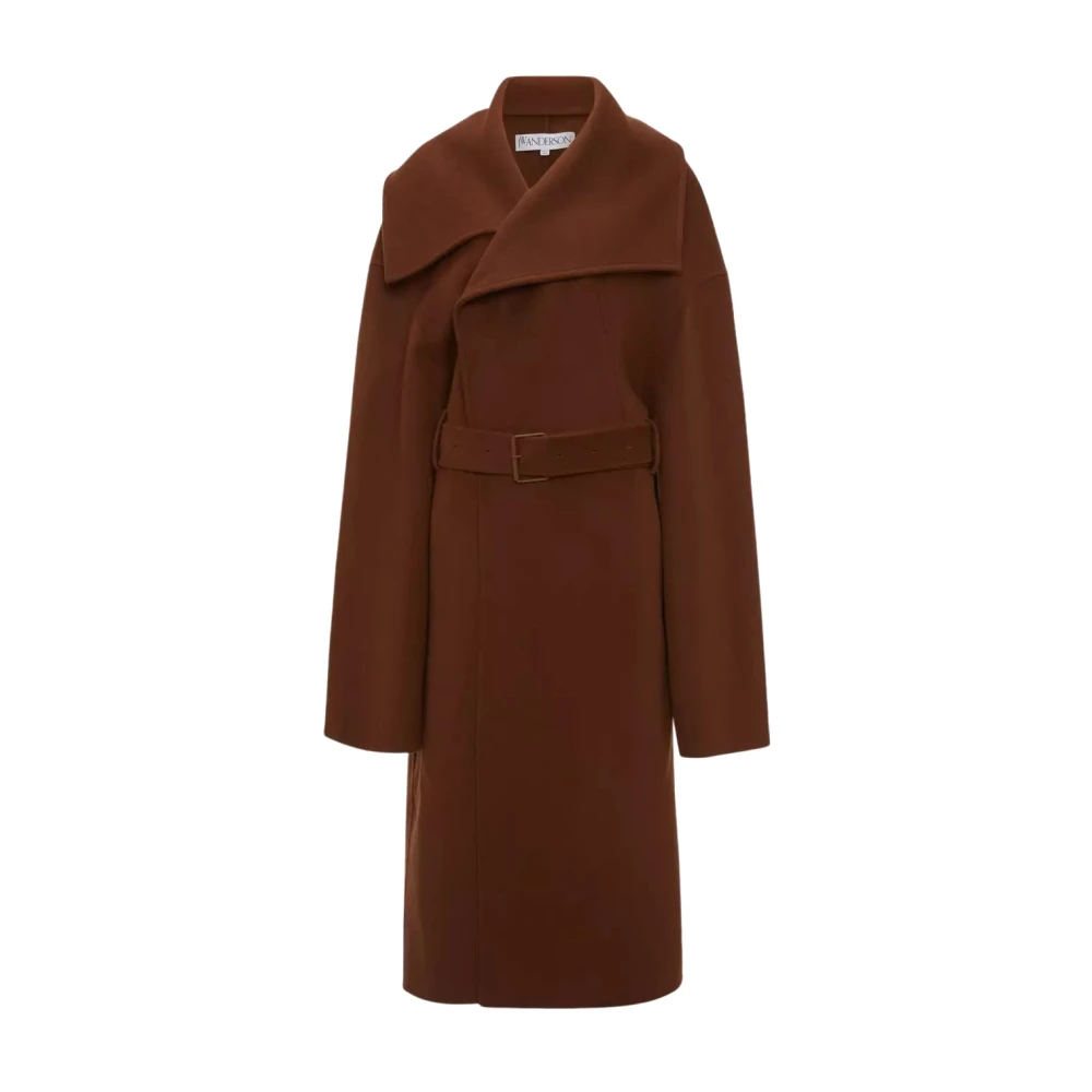 JW Anderson Bruine wollen jas met brede kraag Brown Dames