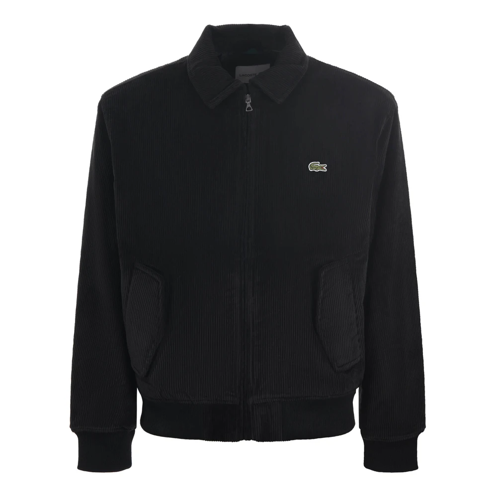 Lacoste Uomo Nero Giacca Stile Aviatore Imbottita In Velluto A Coste Nera - Immagine 4