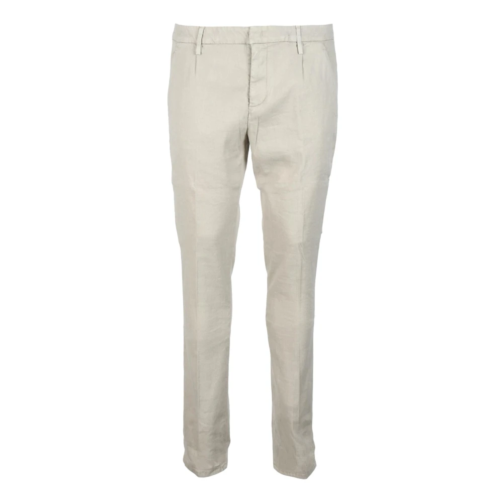 Dondup Linnen blend broek met ritssluiting Beige Heren
