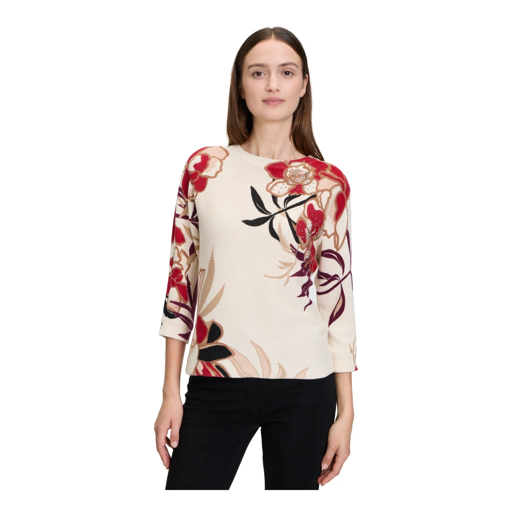 Betty Barclay Bloemen Paillet Trui Beige Dames