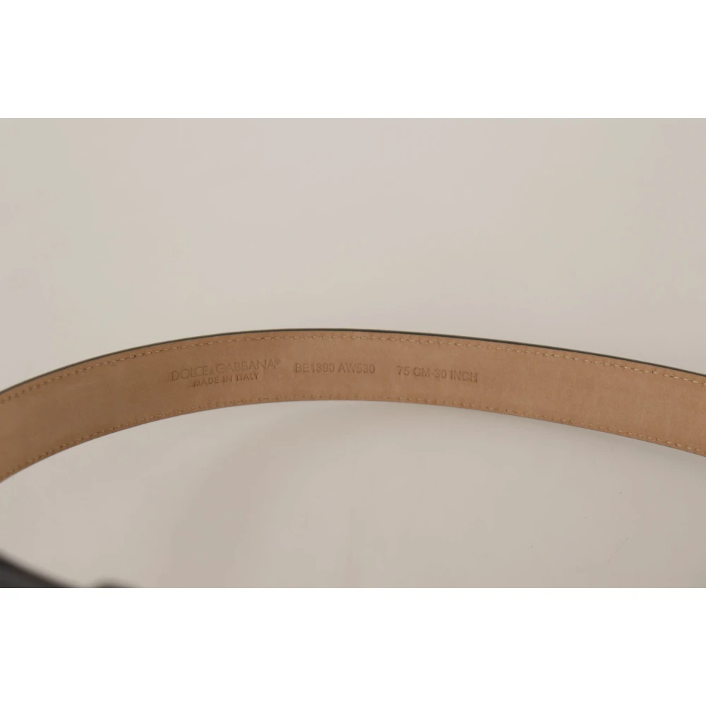 Dolce & Gabbana Elegante zwarte leren riem met gegraveerde gesp Black Unisex