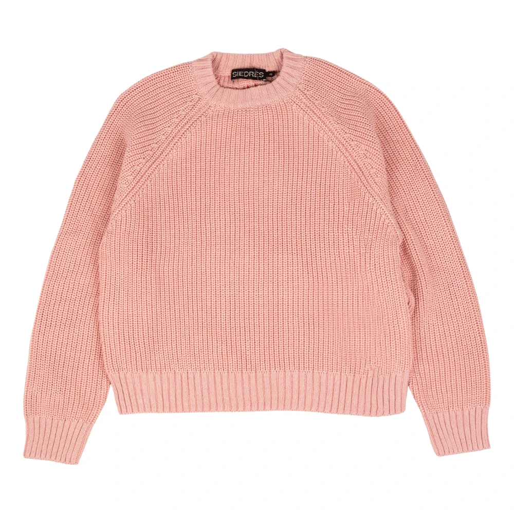Siedrés Katoenen Crewneck Sweater met Logo Detail Pink Dames