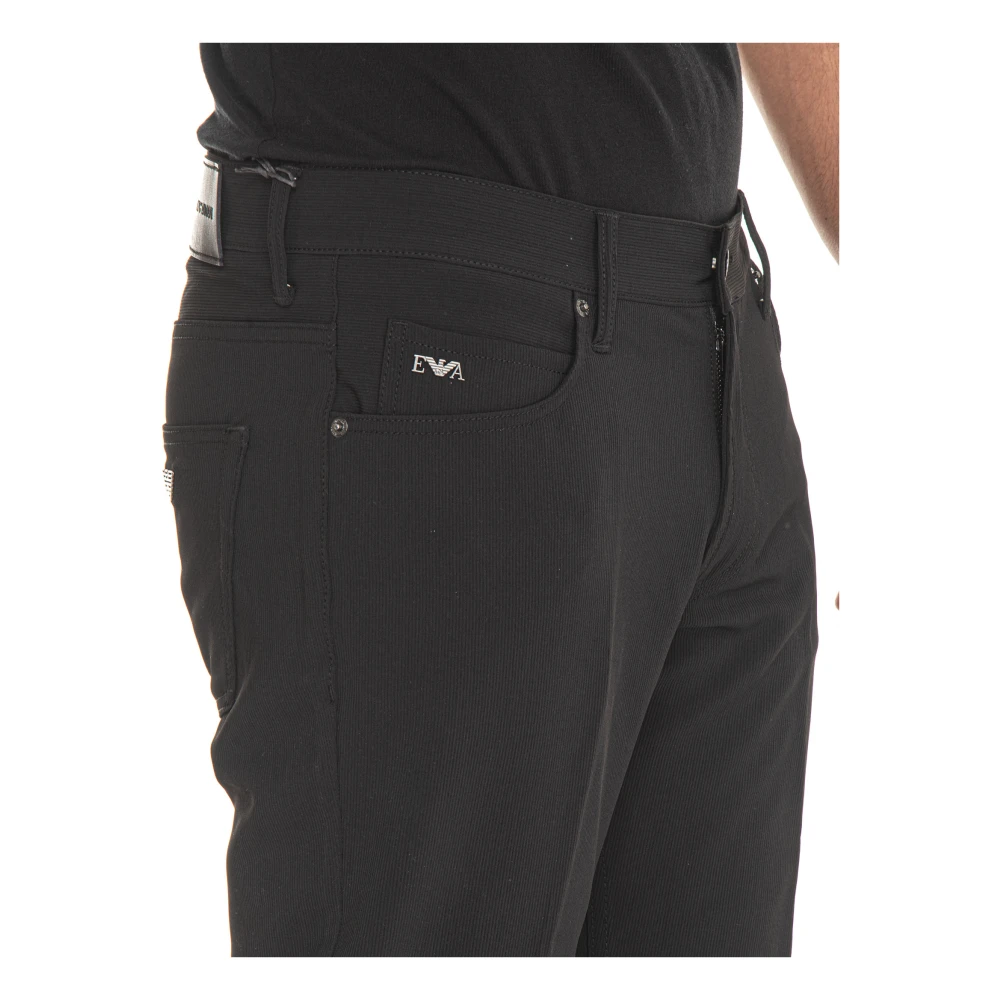 Emporio Armani Stretch 5-Pocket Broek met Eagle Logo Black Heren