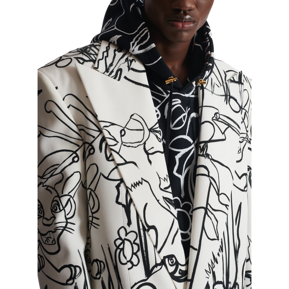 Balmain Disney x : The Lion King Lange kreukelige bedrukte kinderjas White Heren