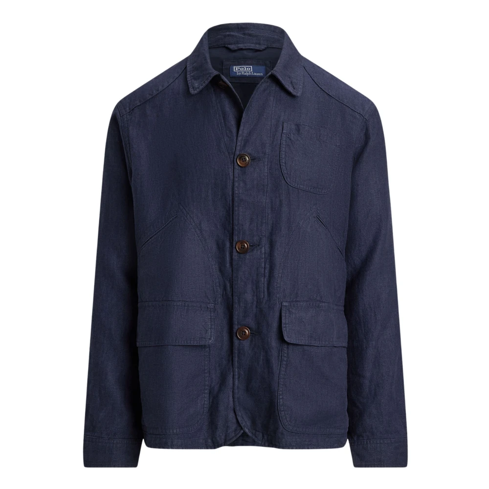 Ralph Lauren Men's Blue Light Jackets, L, Herringbone Utility Jacket