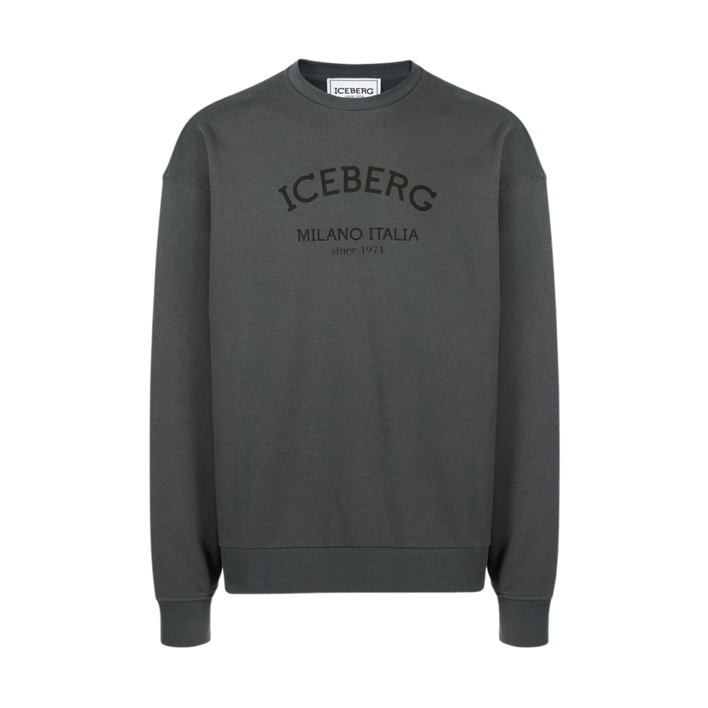 Iceberg Sweatshirt met ronde hals en logo Gray Heren