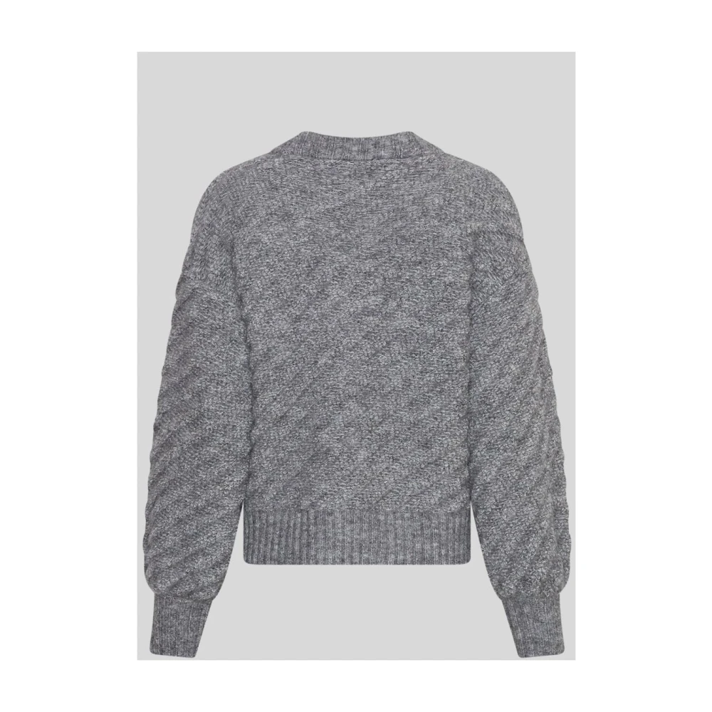 moss copenhagen Grijze Fluffy Trui met Ronde Hals Jaycie Gray Dames