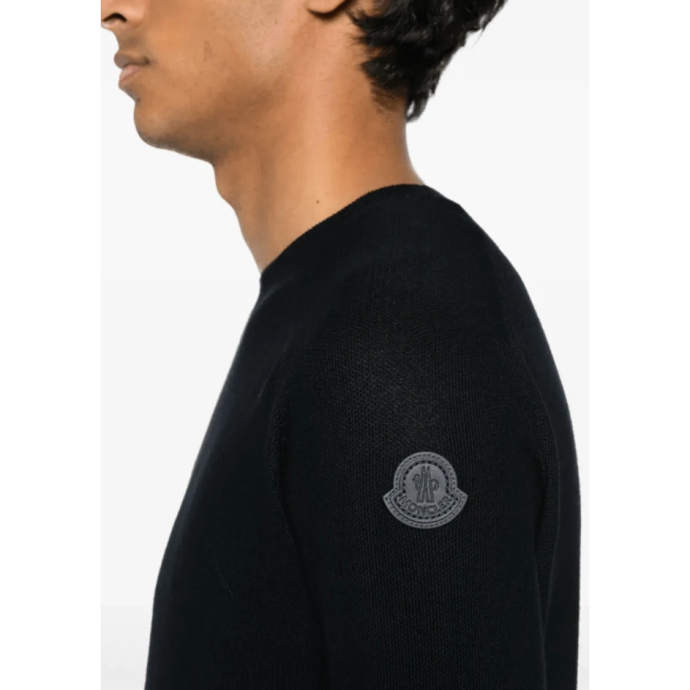 Moncler Midnight Blue Logo Patch Sweater Blue Heren