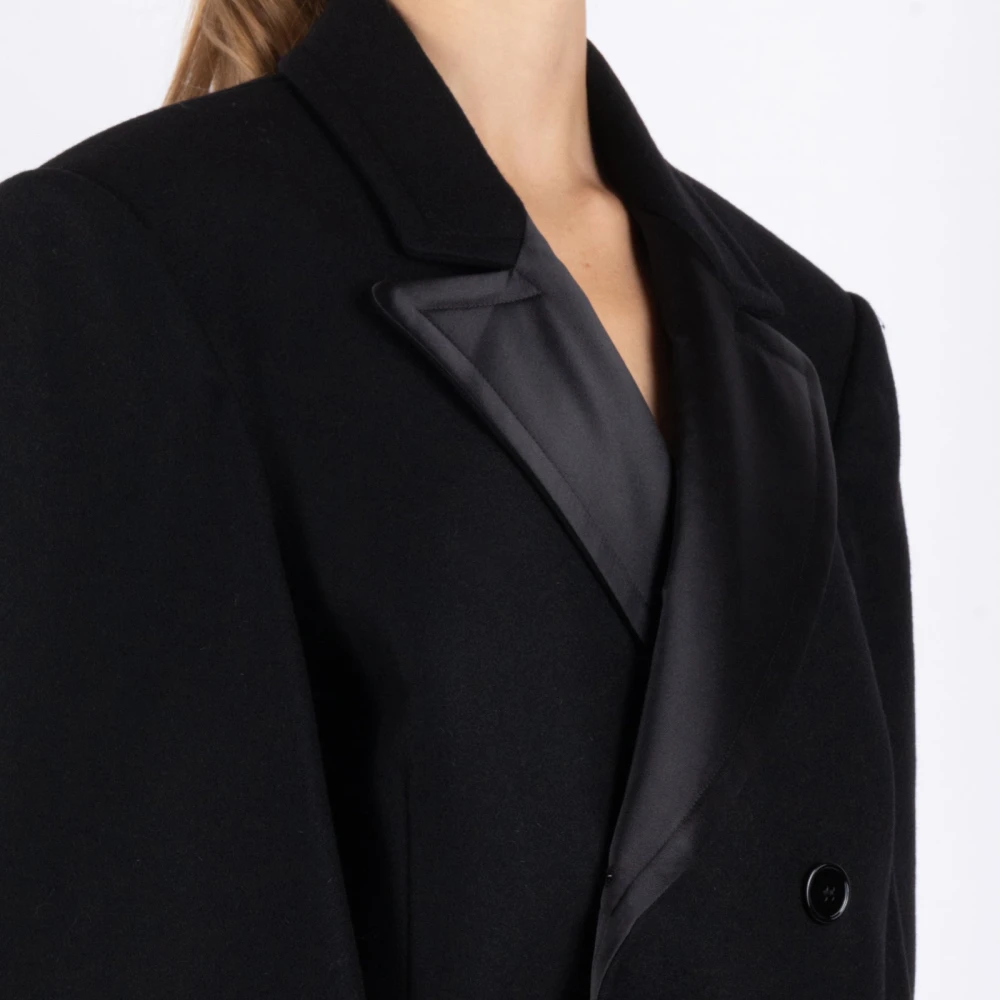 MM6 Maison Margiela Zwarte Wollen Jas Black Dames