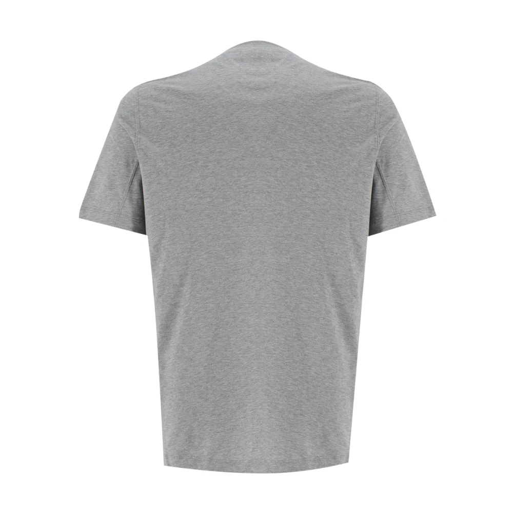 BRUNELLO CUCINELLI Lente Print Ronde hals Katoenen T-shirt Gray Heren