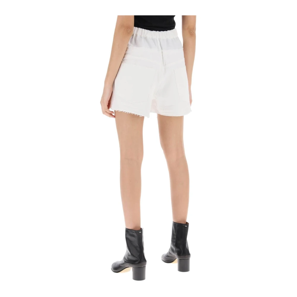 Sacai Hybrid Denim Shorts met rauwe randen White Dames