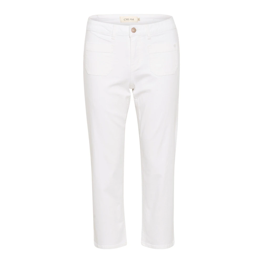 Cream Cropped Trousers White Dames