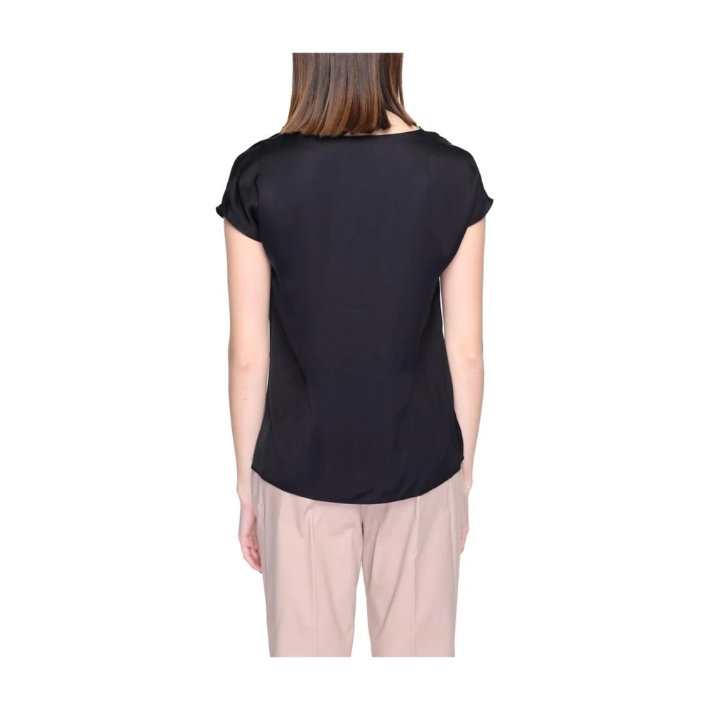 Alviero Martini 1a Classe Zwarte Viscose Blouse met Korte Mouwen Black Dames