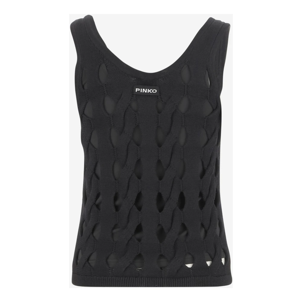 pinko Zwarte Mouwloze Stretch Nylon Top Black Dames