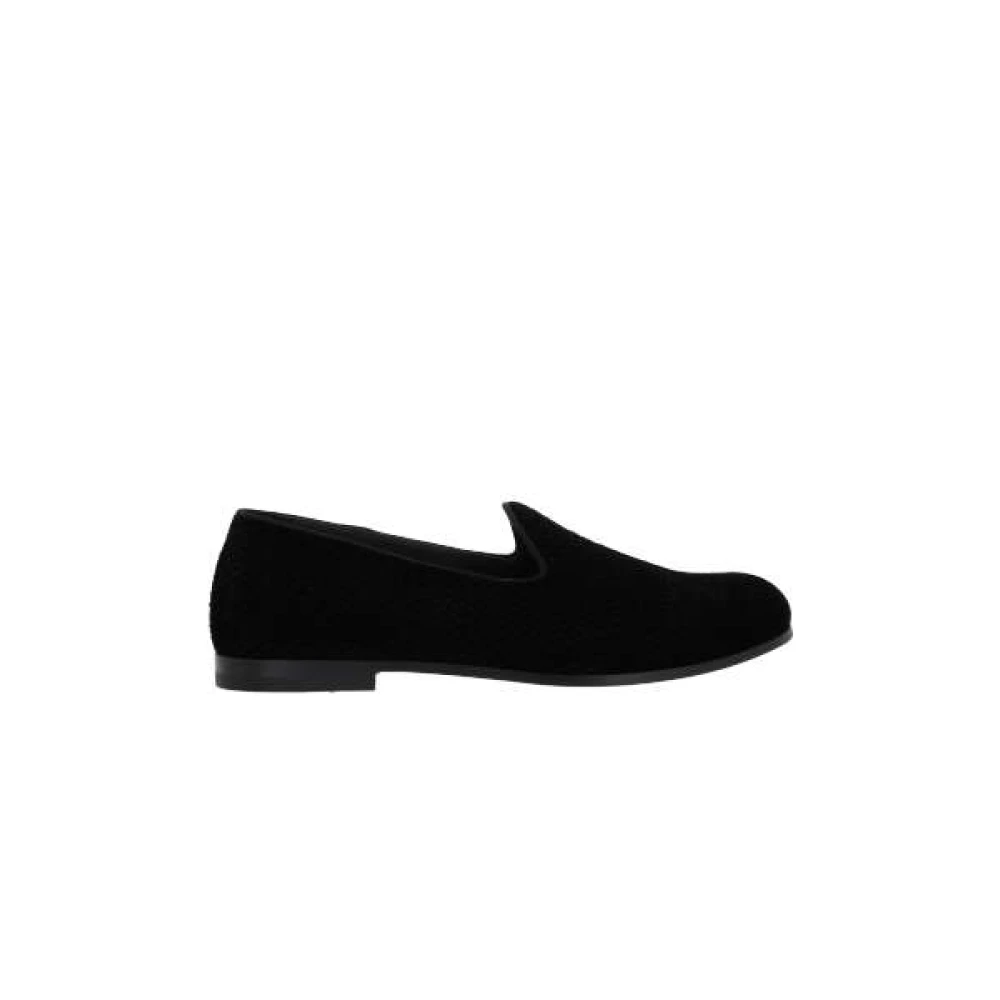Giorgio Armani Platte schoenen van textuurfluweel Black Heren