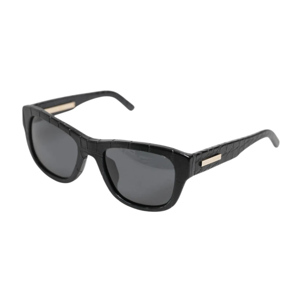 Dolce & Gabbana Black Leather Frame Tinted Lens Sunglasses - Female - Sunglasses - Black - One Size - Accessories
