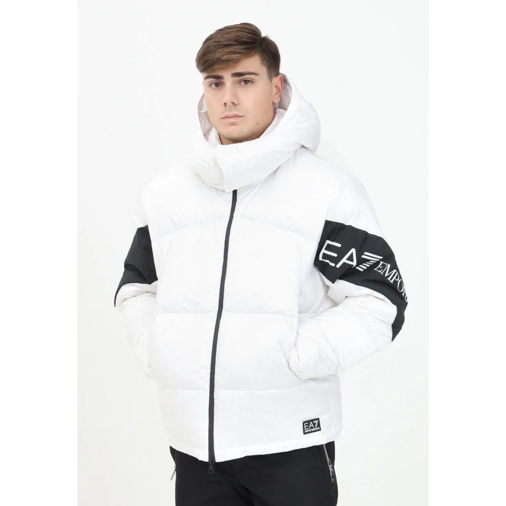 Emporio Armani EA7 Gewatteerde Witte Pufferjas Mannen White Heren