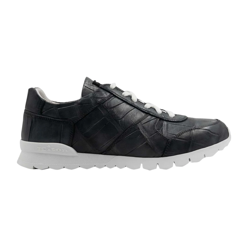 Kiton Leren Krokodillen Sneakers Heren Schoenen Grijs