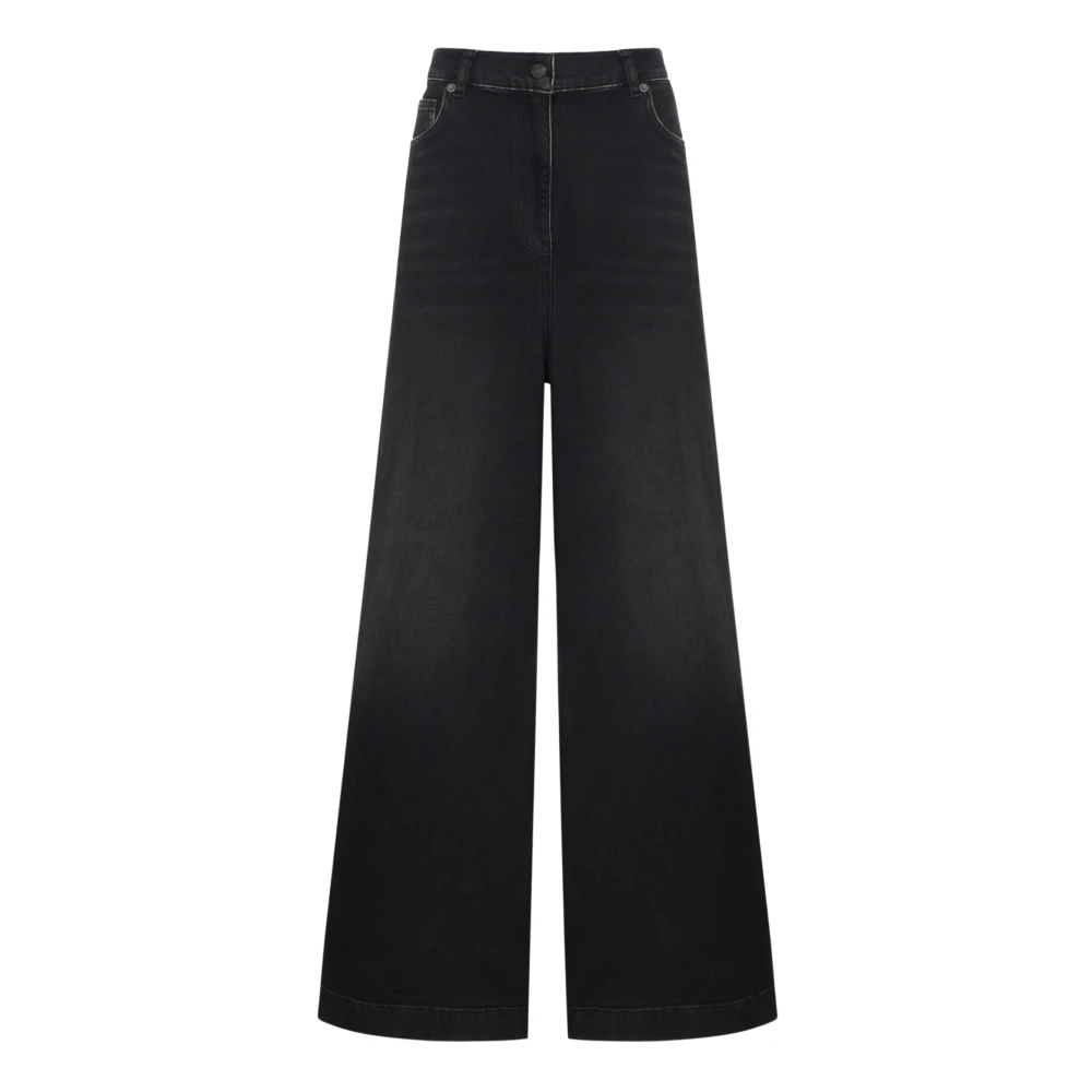 Twinset Donna Nero - Jeans A Vita Alta A Gamba Larga - Jeans - W28