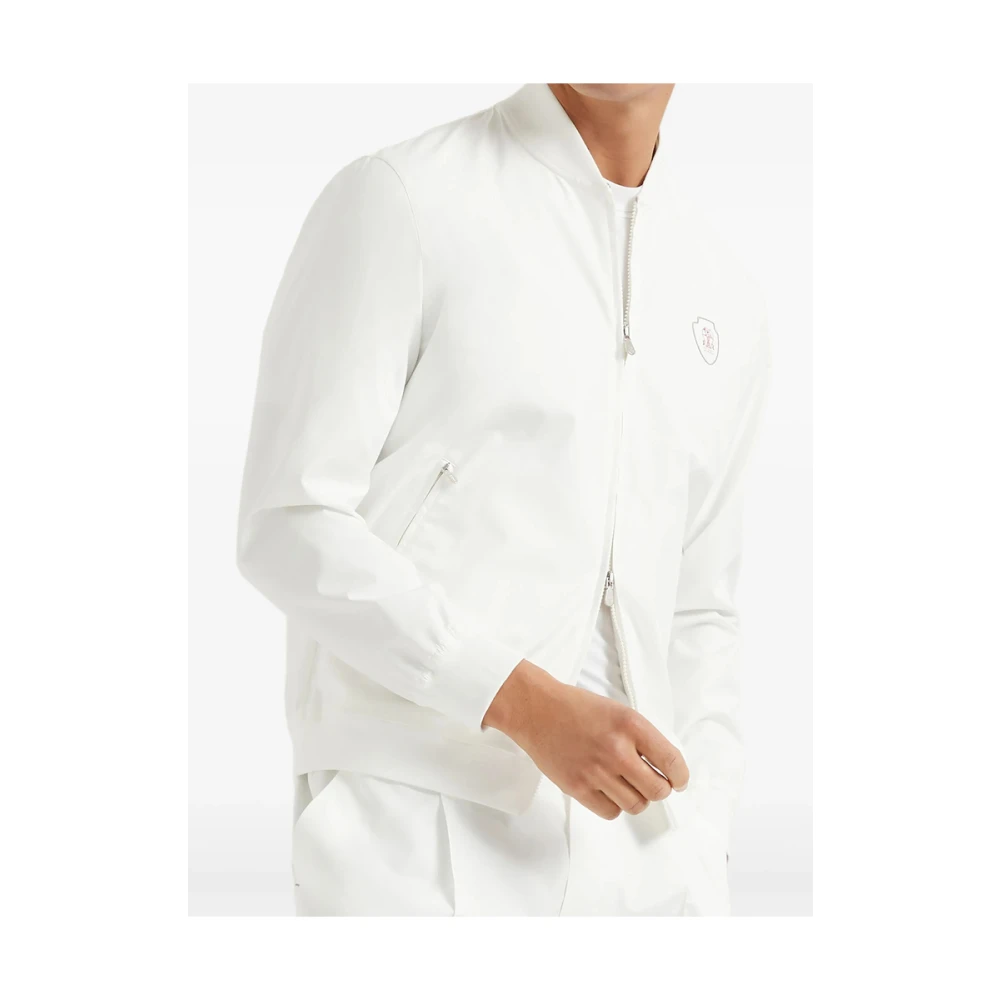 BRUNELLO CUCINELLI Witte Rits Sweatshirt met Geborduurd Logo White Heren
